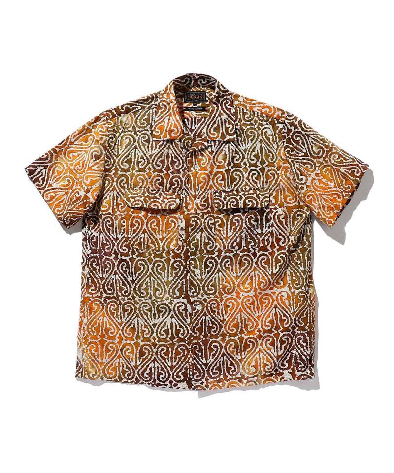 トップス BEAMS PLUS Linen Paisley Red M Beams Plus Short Sleeve Open Collar Linen Paisley Shirt