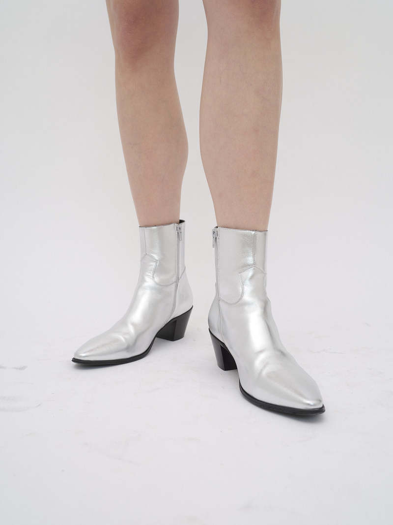 セリーヌJACNO BOOTS Celine Jacno Shiny Calfskin Back Buckle Zipped Black Boot