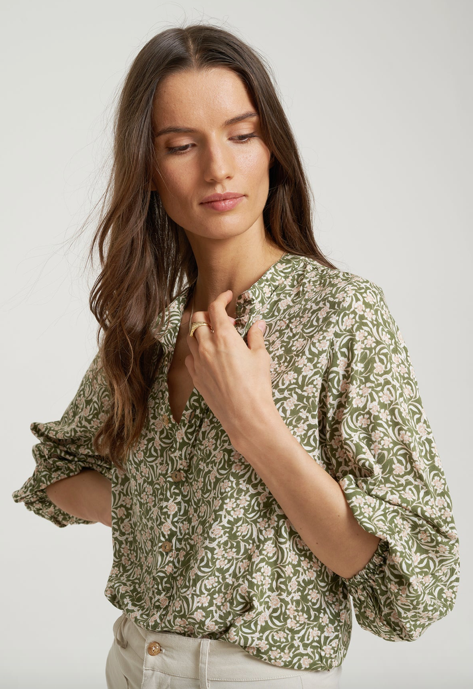 Lilya Agatha Top - Botany Olive Print | Garmentory