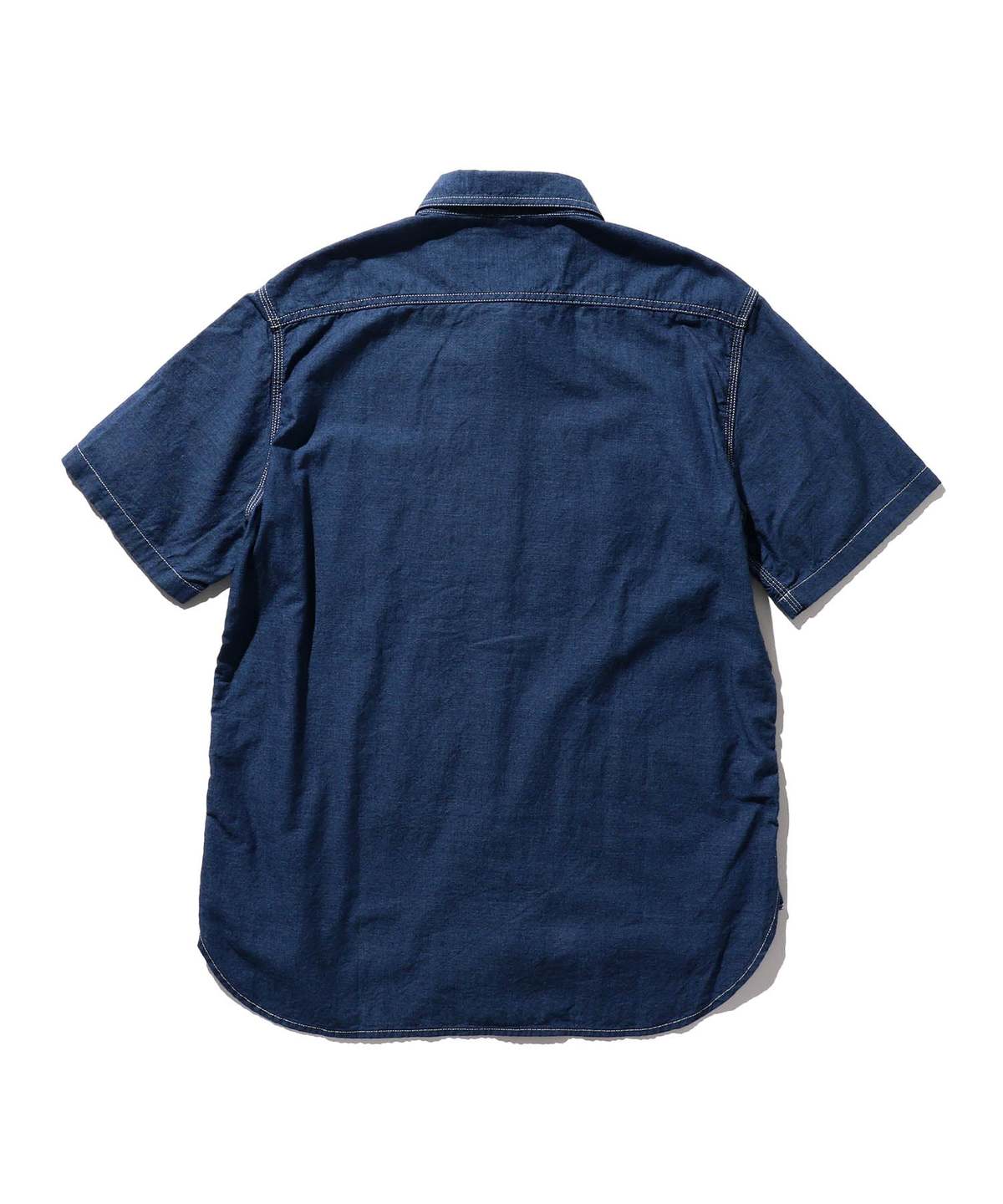 Beams Plus WORK Short Sleeve Shirt - Indigo Chambray Indigo