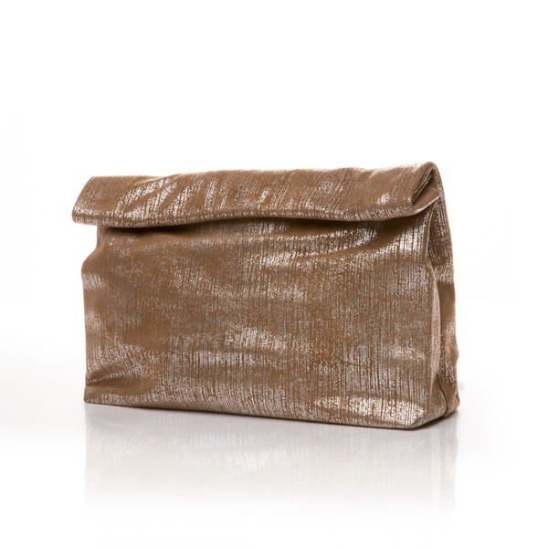 Marie Turnor The Lunch Clutch - Sand Shimmer Suede Marie Turnor The Lunch Clutch - Sand Shimmer Suede