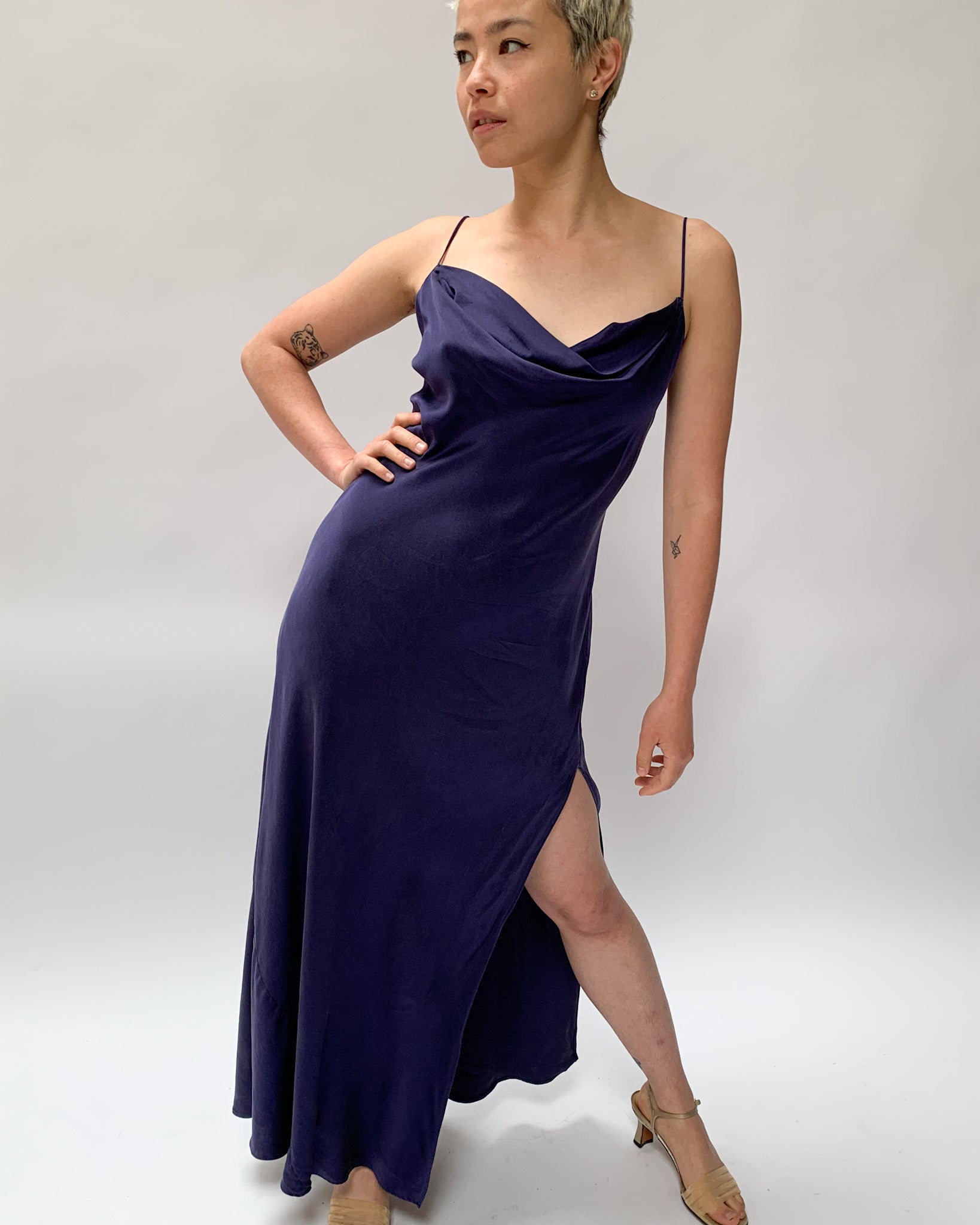 white christmas dresses Robin Bias Cut Midi Dress-Navy S / Navy