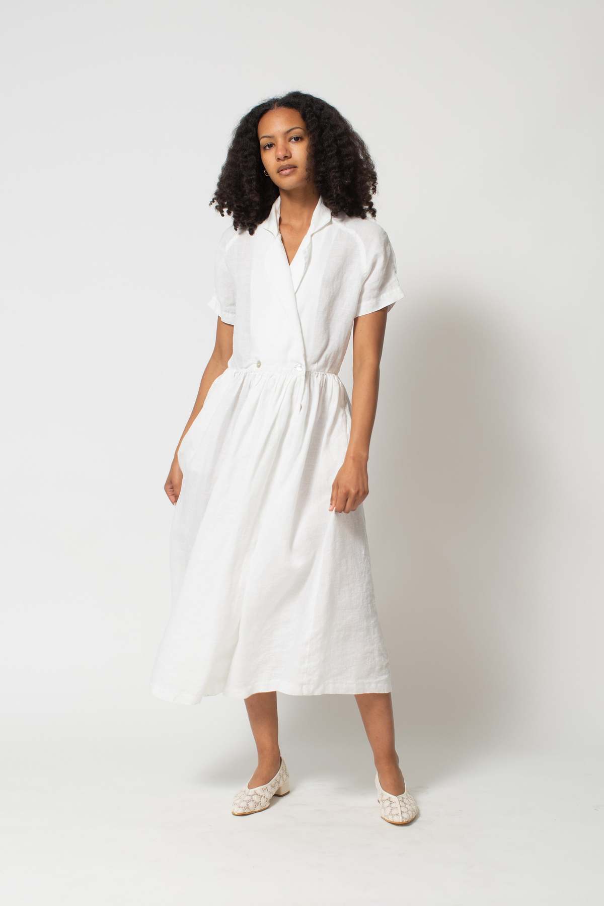 Preservation Vintage Linen Wrap Dress - White | Garmentory Preservation Vintage Linen Wrap Dress - White | Garmentory
