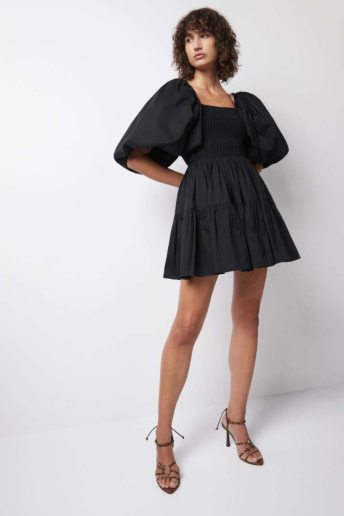 all saints black maxi dress AJE Revitalise Puff-sleeve Cutout Dress Navy – To Be Continued Preloved main image 1