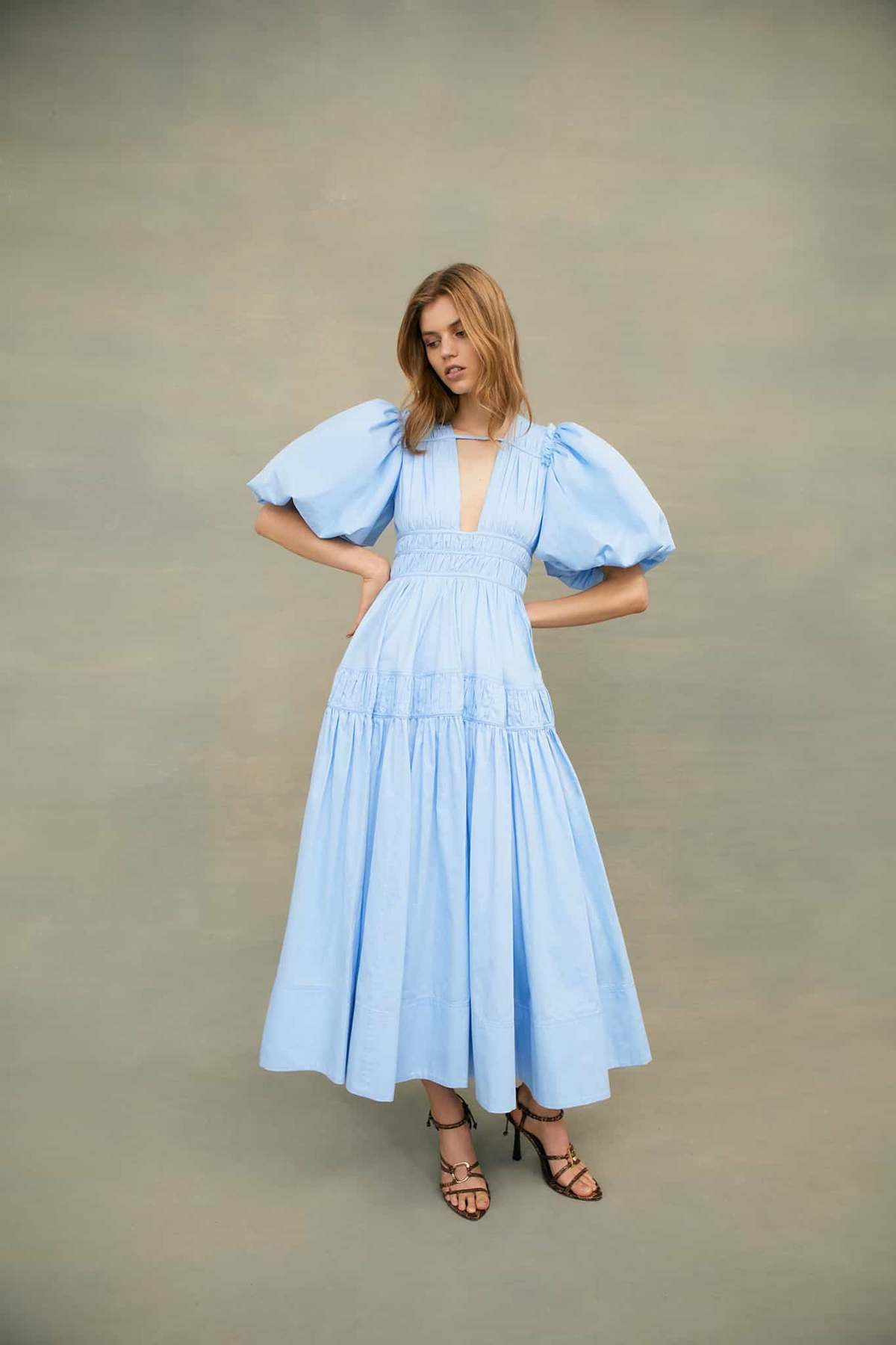 aje falling water midi dress Falling Water Gathered Midi Dress  Eastend Wardrobe