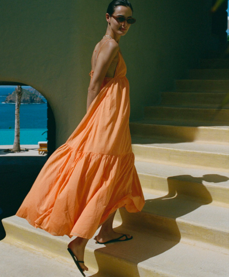Faithfull The Brand Wilonna Midi Dress - Mango | Garmentory Faithfull The Brand Wilonna Midi Dress - Mango | Garmentory