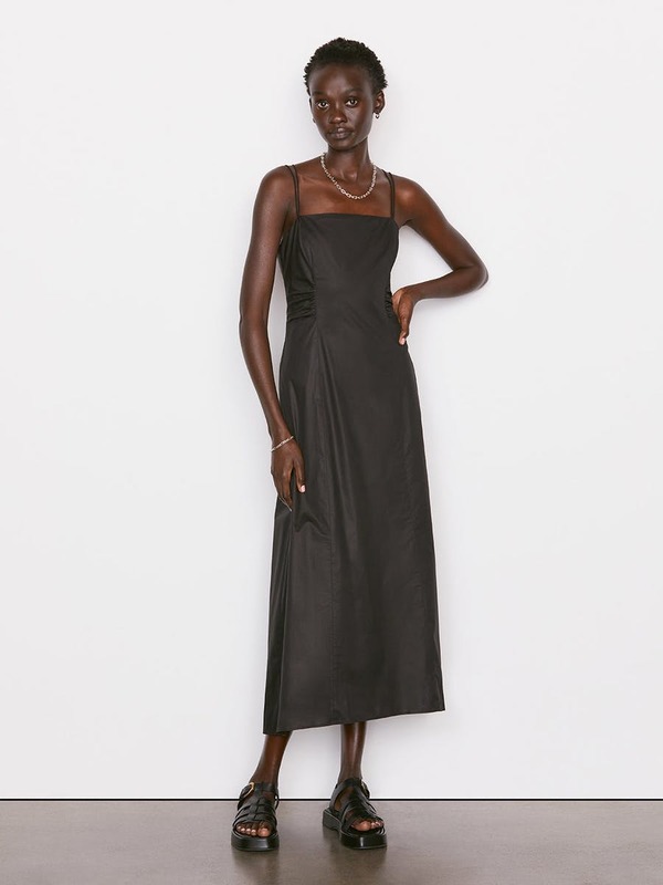 FRAME Denim Tie Back Midi Dress - Noir | Garmentory