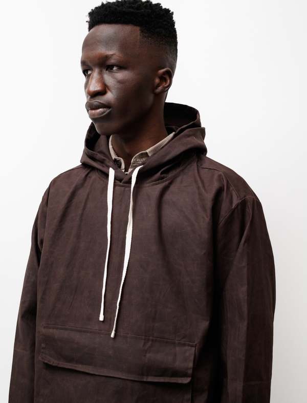 Evan Kinori British Waxed Cotton Anorak - Brown | Garmentory