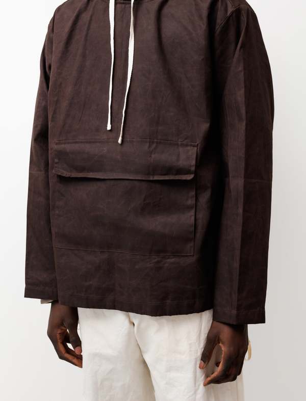 Evan Kinori British Waxed Cotton Anorak - Brown | Garmentory