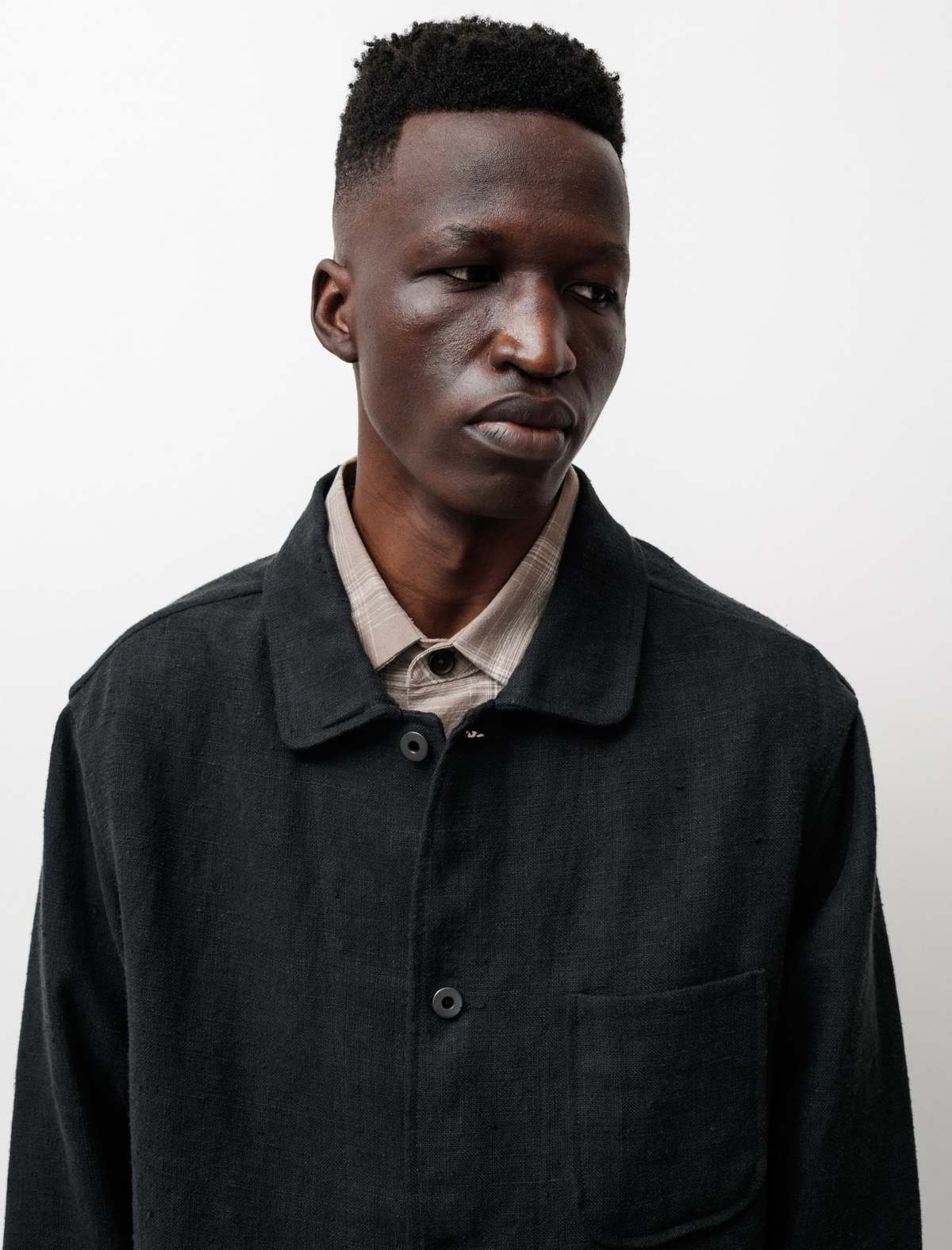 Evan Kinori Belgian Butcher Linen Three Pocket Jacket