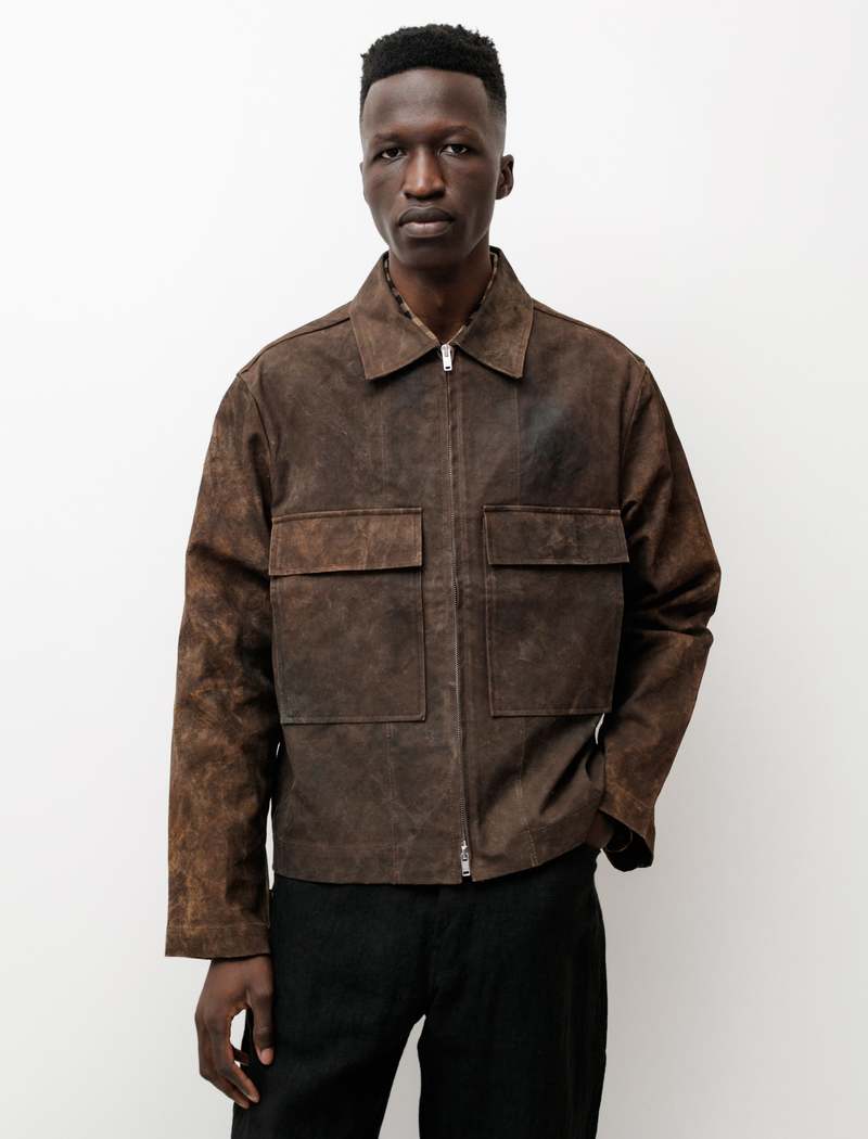 Evan Kinori Natural Dye Canvas Zip Jacket - Rust | Garmentory