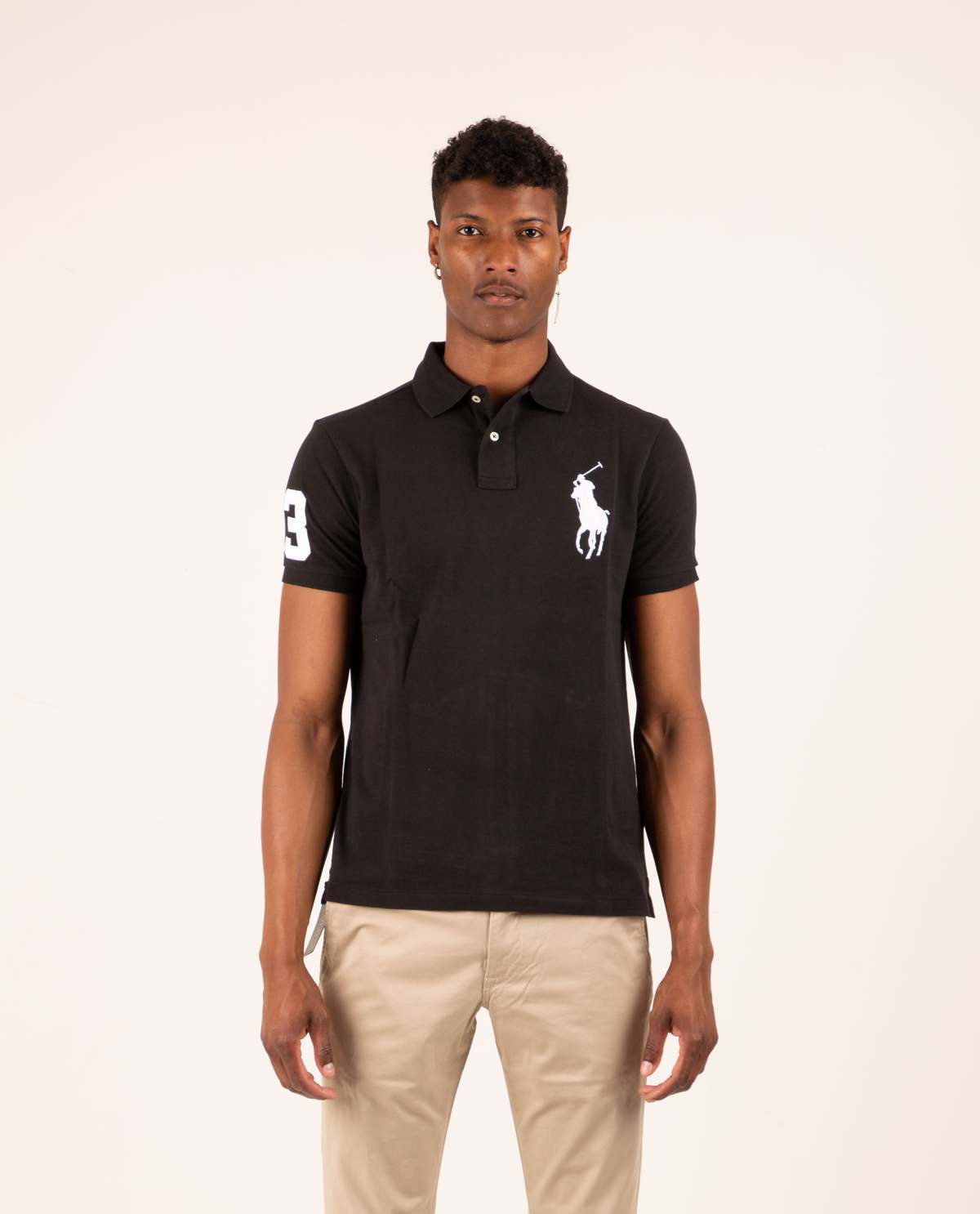 Polo Ralph Lauren Custom Slim Fit Big Pony Mesh Polo - Black