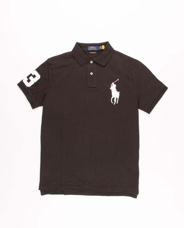 Polo Ralph Lauren Custom Slim Fit Big Pony Mesh Polo - Black