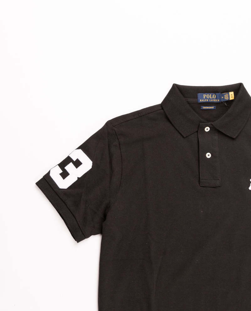Polo Ralph Lauren Custom Slim Fit Big Pony Mesh Polo - Black