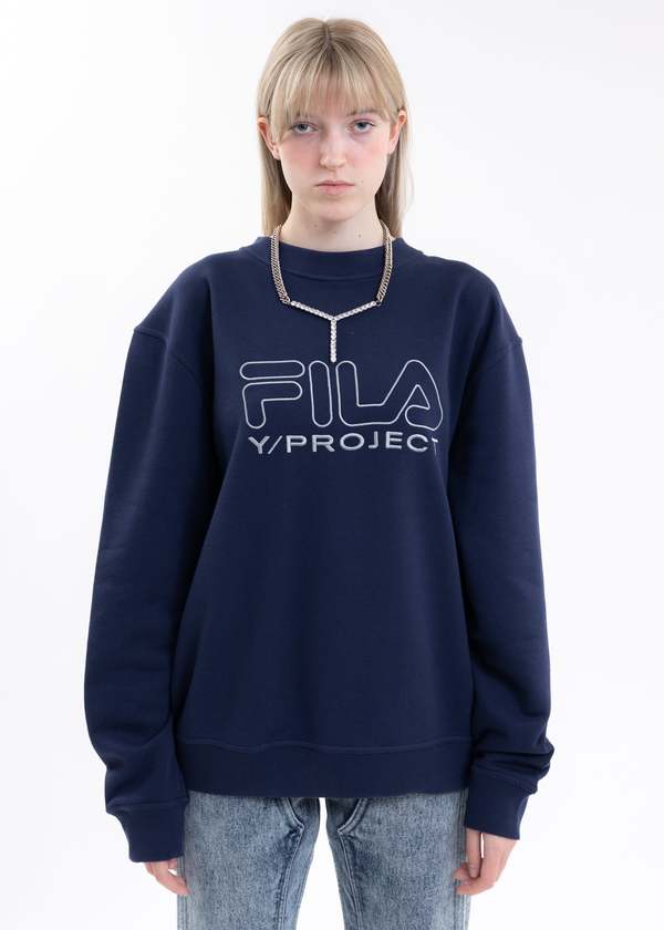 Y/PROJECT X FILA THREE COLLAR Sweater - Navy | Garmentory