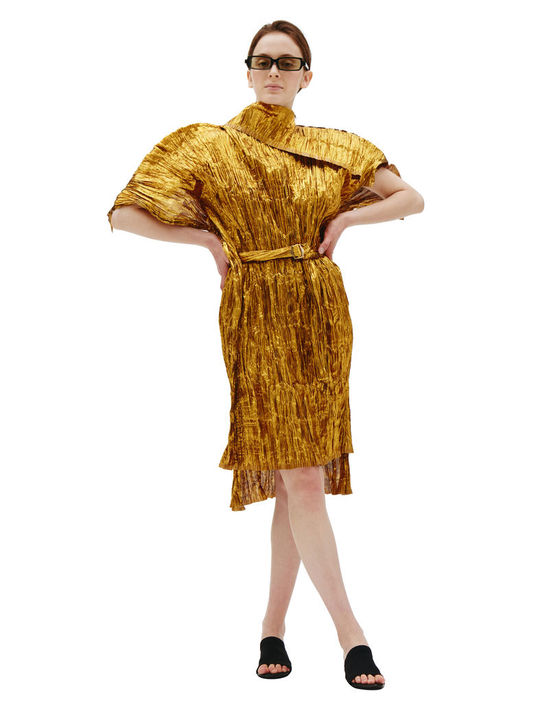 Junya Watanabe Polyester Midi Dress - Gold