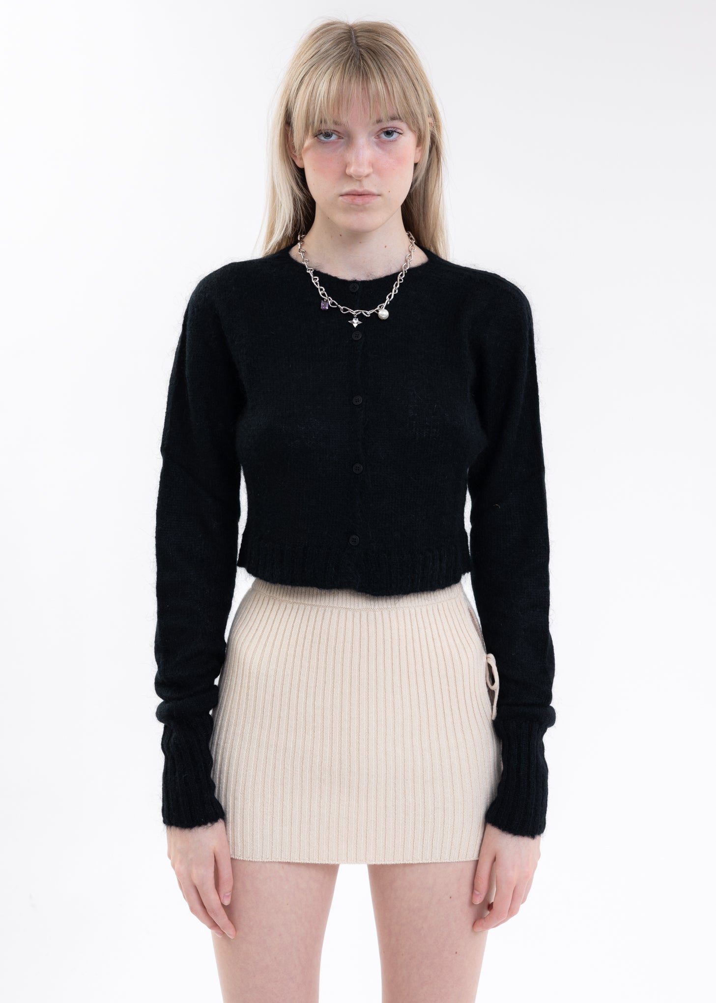 Danielle Guizio Mohair Ribbed Cardigan - Black | Garmentory