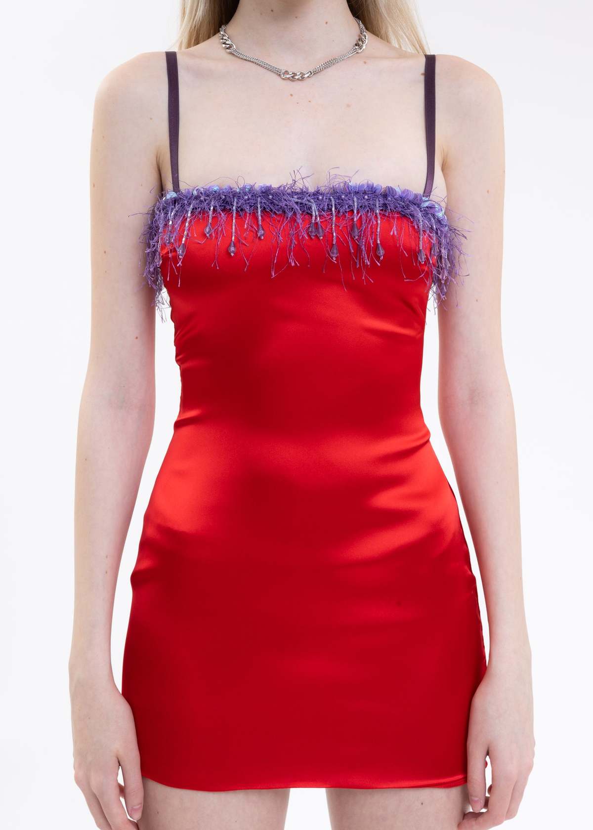 Danielle Guizio Beaded Mini Dress Cheery Red Garmentory