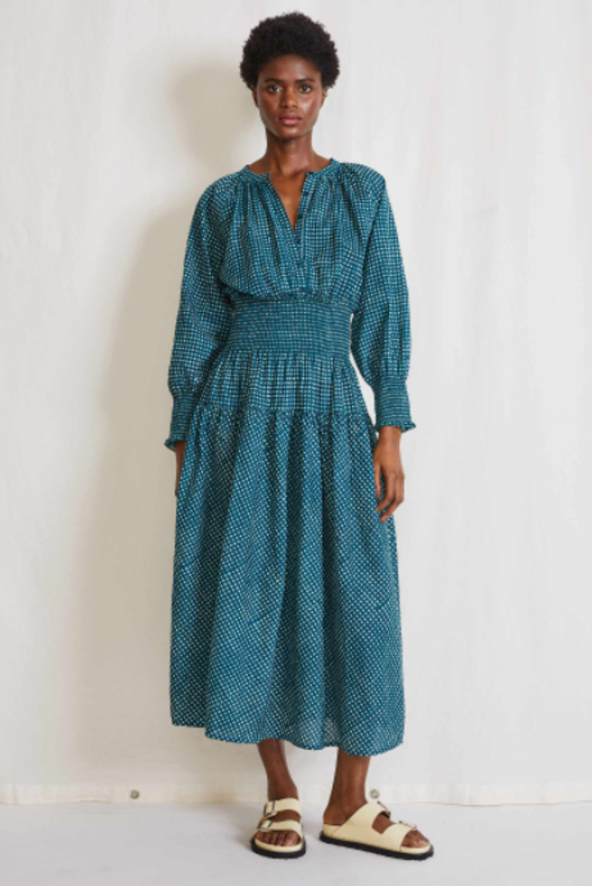 Apiece Apart La Ventura Maxi Dress - Green Gingham | Garmentory