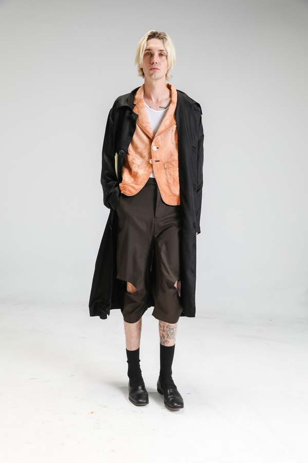 Edward Cuming Cupro Circle Window Overcoat - Black | Garmentory