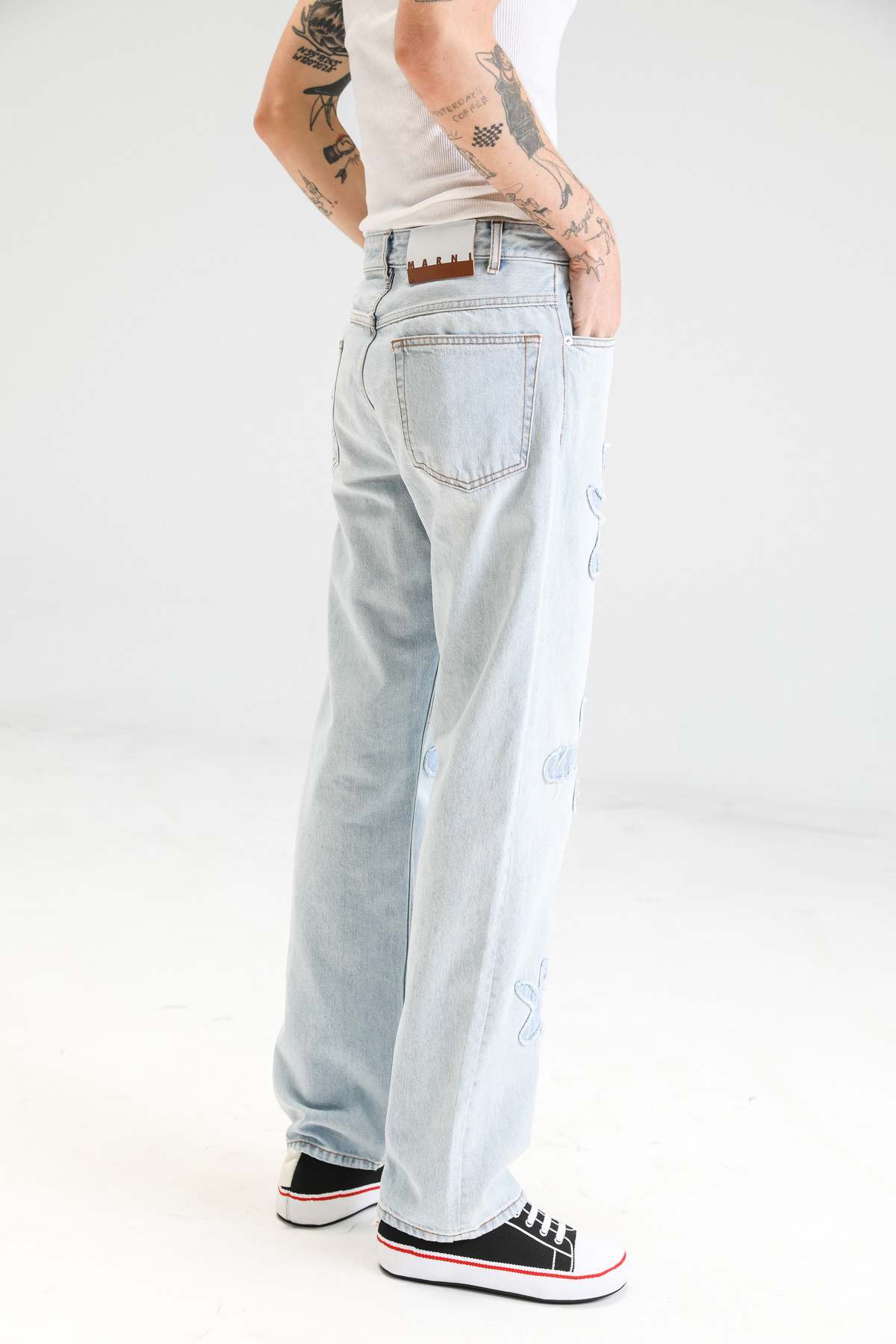 Marni Daisy Denim Pants - Blue | Garmentory