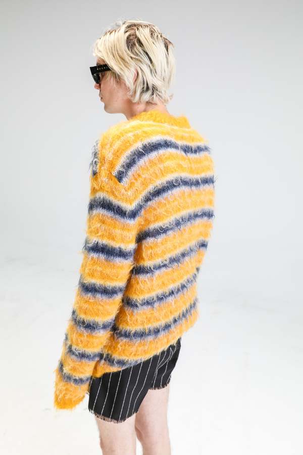 トップス Marni Striped Mohair Sweater Sunflower Marni Sunflower Stripe Washed Mohair Crewneck Sweater - Yellow