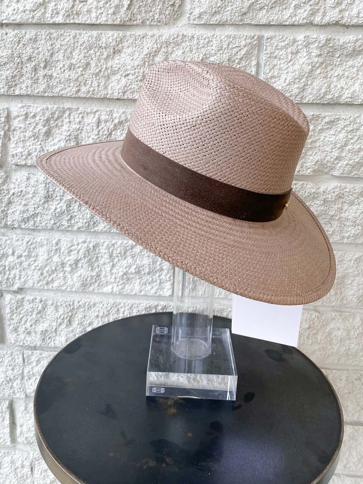 Janessa Leone Gray Hat with Tan Band Janessa Leoné Judith Fedora - Natural – Soleil Blue main image 2