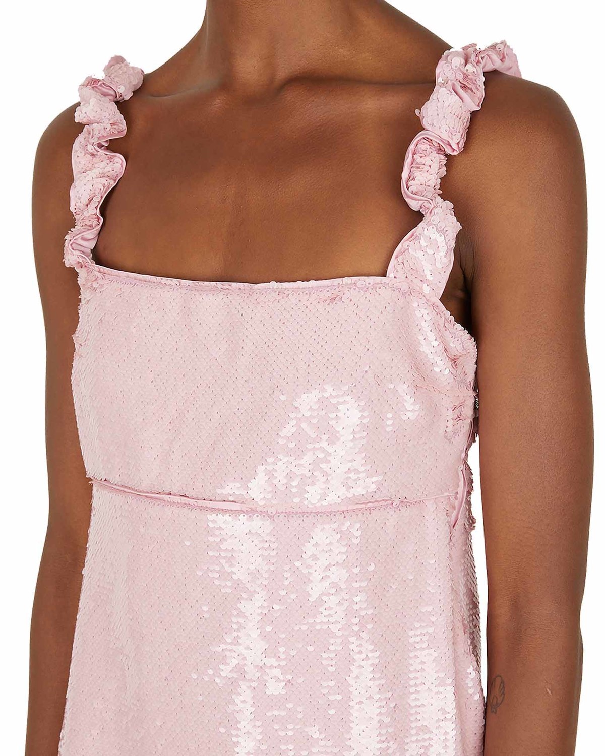 open lace back dress Ganni Sequins Strap Mini Dress 'Blue'
