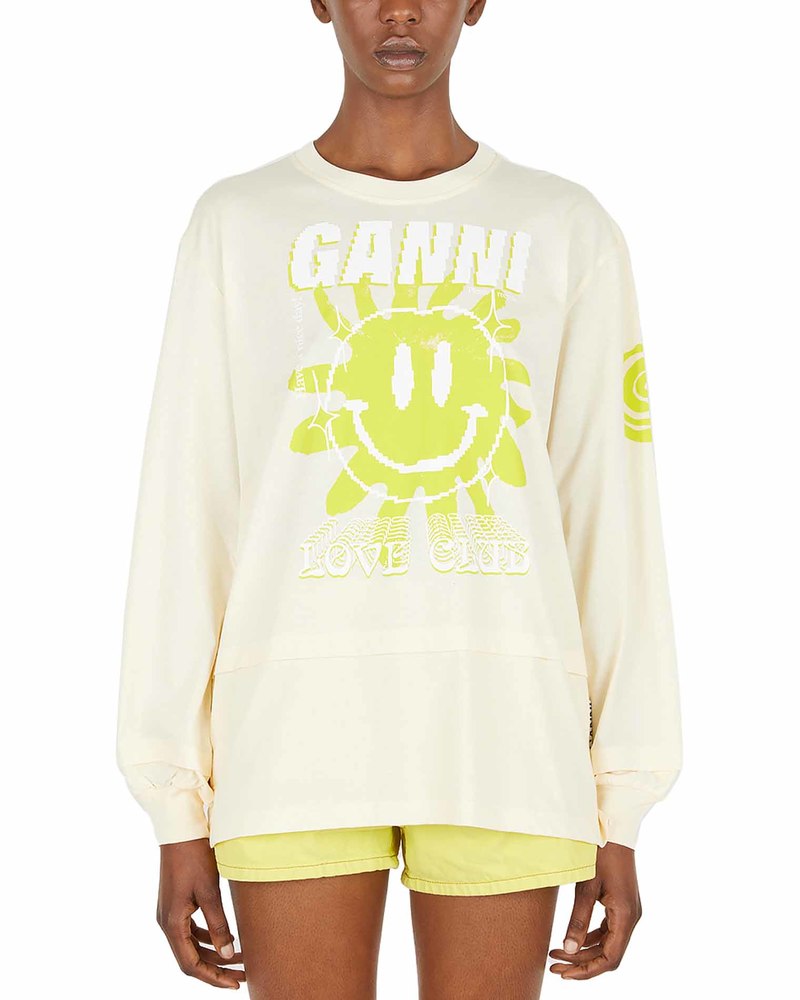Ganni tシャツ　ラブクラブ　LOVECLUBプリント ホワイト Ganni Love T-Shirt | Liberty