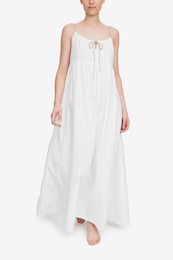 The Sleep Shirt Long Rope Dress - White Beach Stripe | Garmentory