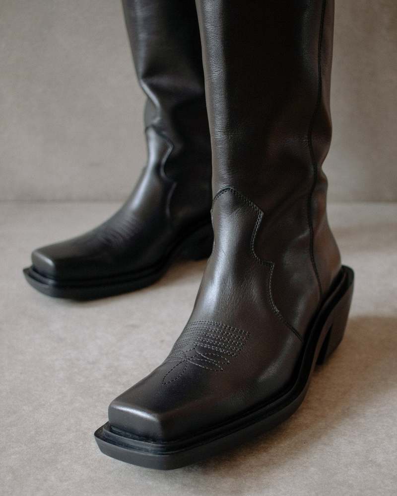 Alohas Cattle Leather High Boot Black Garmentory
