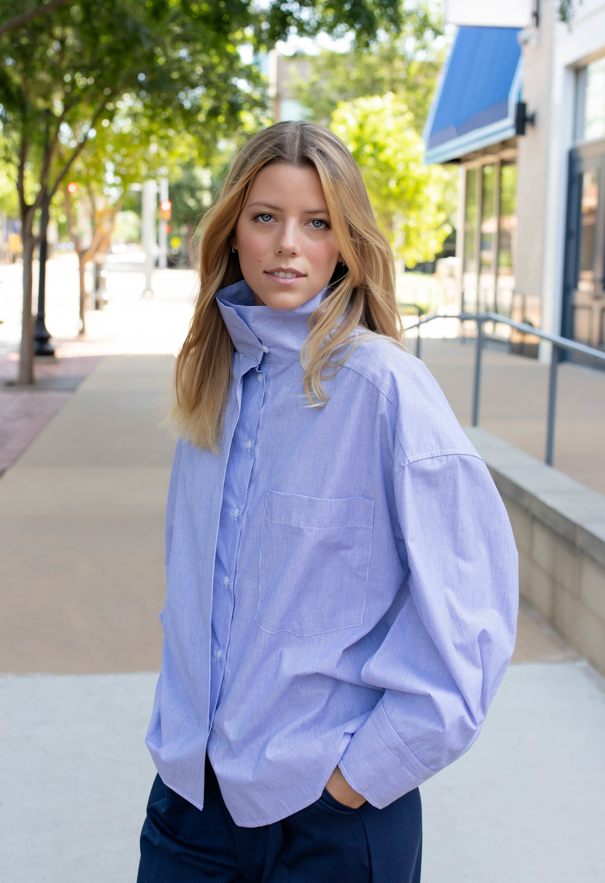 NKC High Collar Button Down - Blue - Image 2 of 4