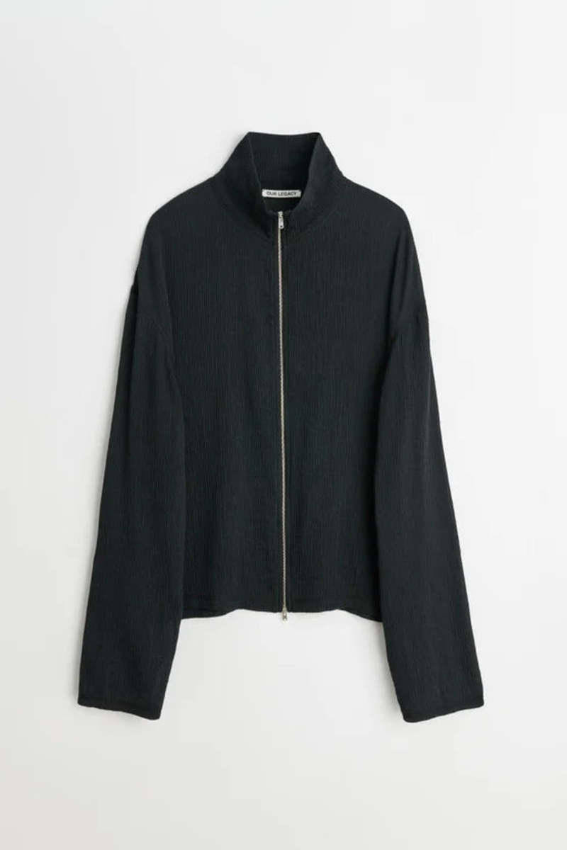 Our Legacy Shrunken Fullzip Polo - Black Rayon | Garmentory