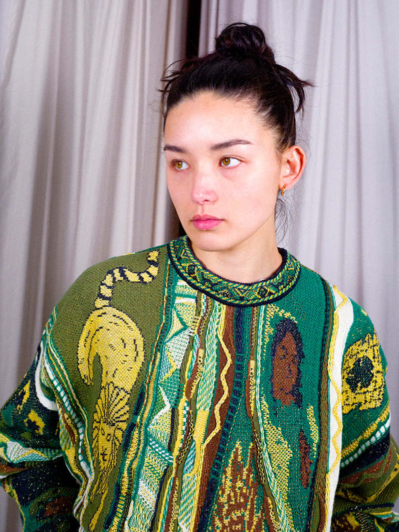 Unisex Kapital 7G Knit Rasta Gaudy Crew Sweater | Garmentory