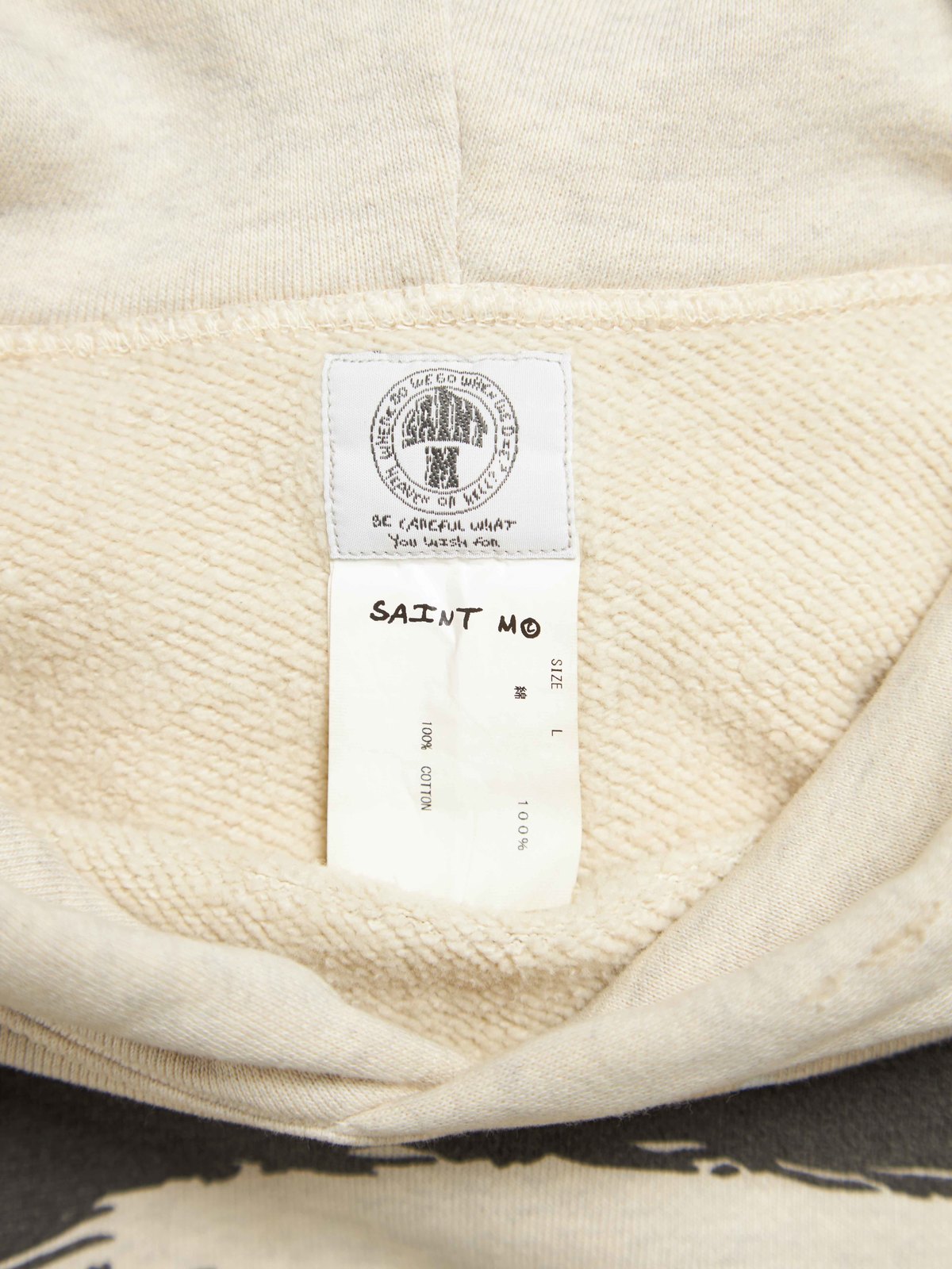 Saint Michael M God Eye Printed Cotton Hoodie sweater - Beige 