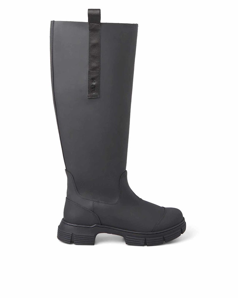 Ganni Recycled Rubber Country Boots - Black | Garmentory