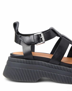 Ganni Creeper Sandals with Platform Sole - Black | Garmentory