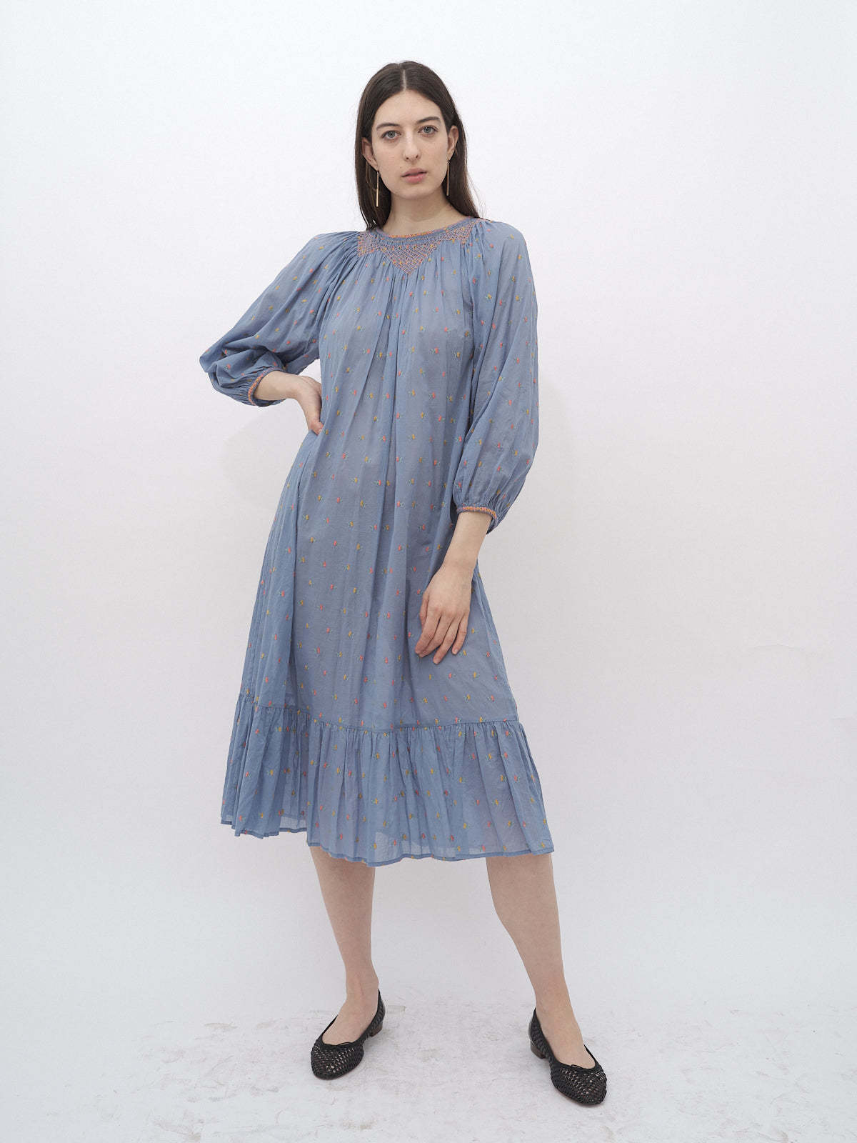 Doen Embroidered Maxi Dress - Blue Multi | Garmentory