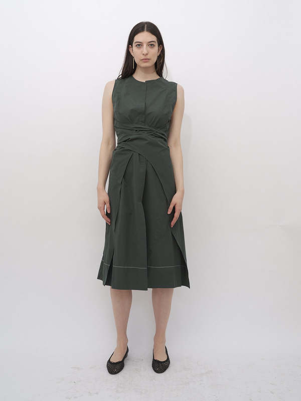 slim fit dress slacks Mayl Vsquez Corriente Off White and Lake Green Midi Dress