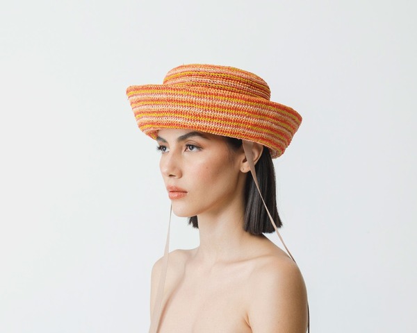 SENSI STUDIO Trinado Crochet Lampshade Hat - orange | Garmentory display picture 1