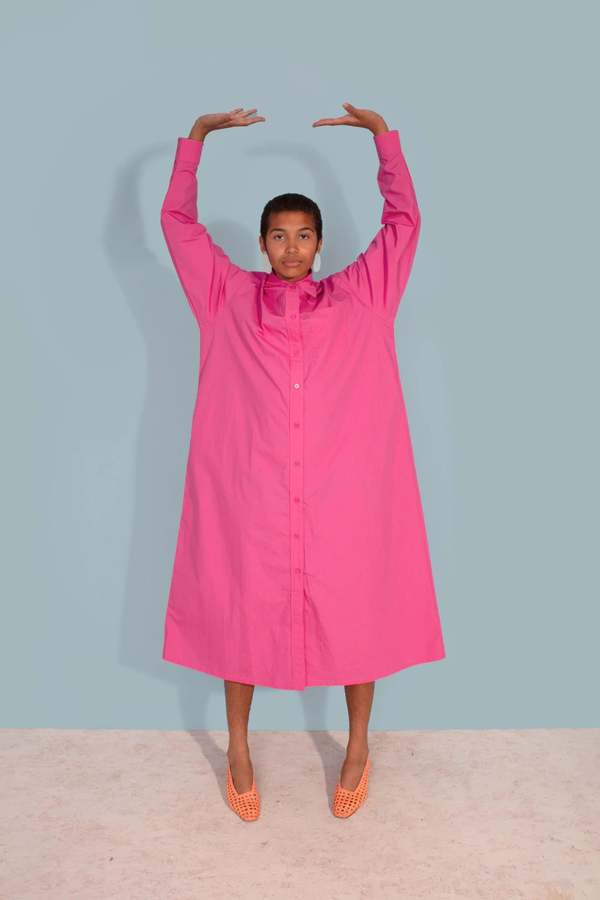 fuchsia pink shirt dress L.F.Markey Techno Shirt Dress - Fuchsia