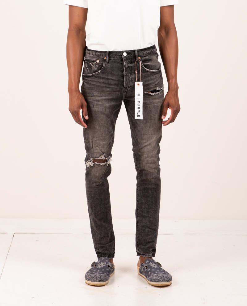 Purple Brand Mid Rise Slim - Distressed Dirty Grey Blowout