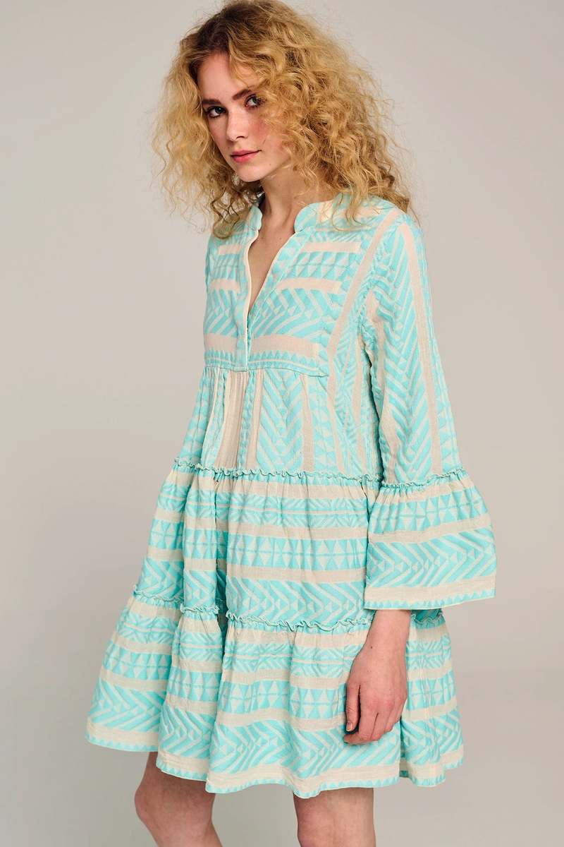 Devotion Twins Ella Dress Short - B.Blue/Off White