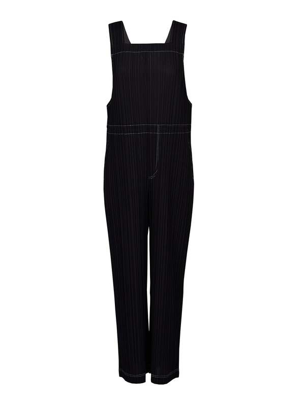 Pleats Please by Issey Miyake Ramie Denim Jumpsuit - Indigo Black