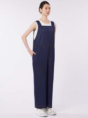 PLEATS PLEASE RAMIE DENIM ラミー　ワンピース Pleats Please by Issey Miyake Ramie Denim Jumpsuit - Indigo Black