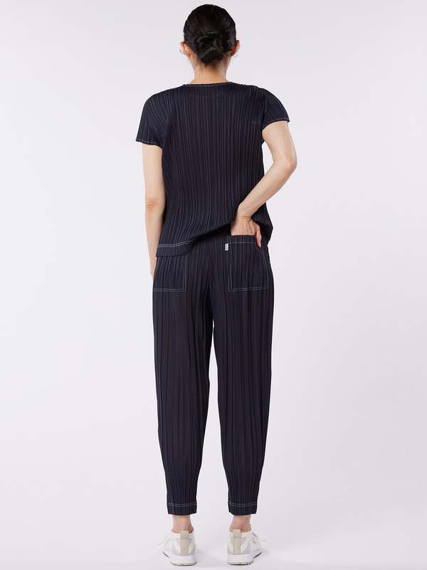 プリーツブリーズ　RAMIE DENIM サルエルパンツ Pleats Please by Issey Miyake Ramie Denim Pants - Indigo Black