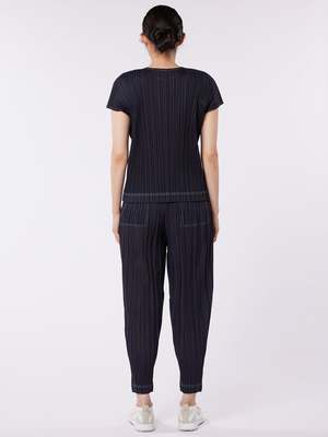 Pleats Please by Issey Miyake Ramie Denim Pants - Indigo Black