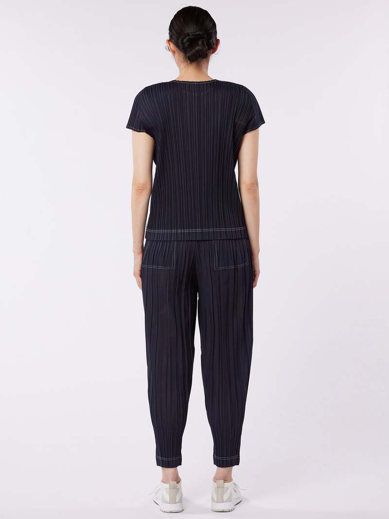 Pleats Please by Issey Miyake Ramie Denim Pants - Indigo