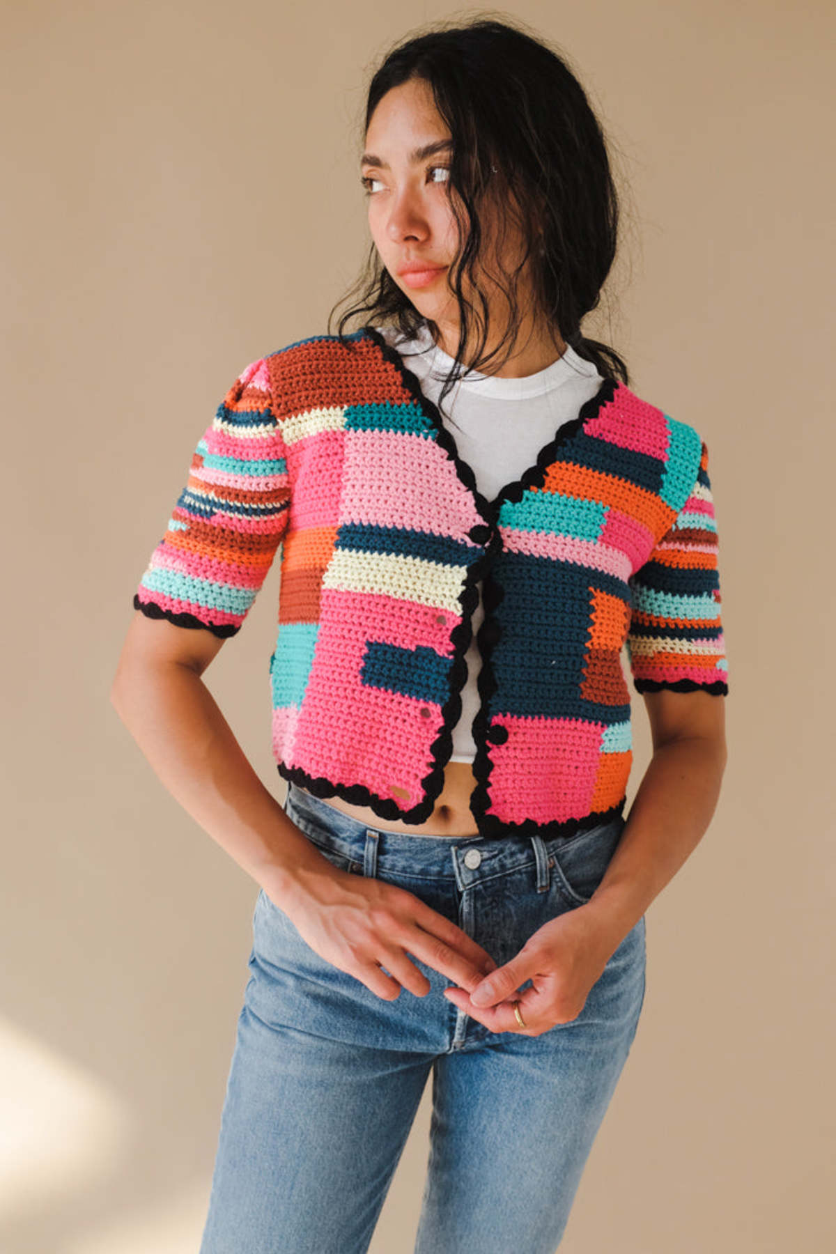 Tach Clothing Tini Crochet Cardigan Multi Garmentory