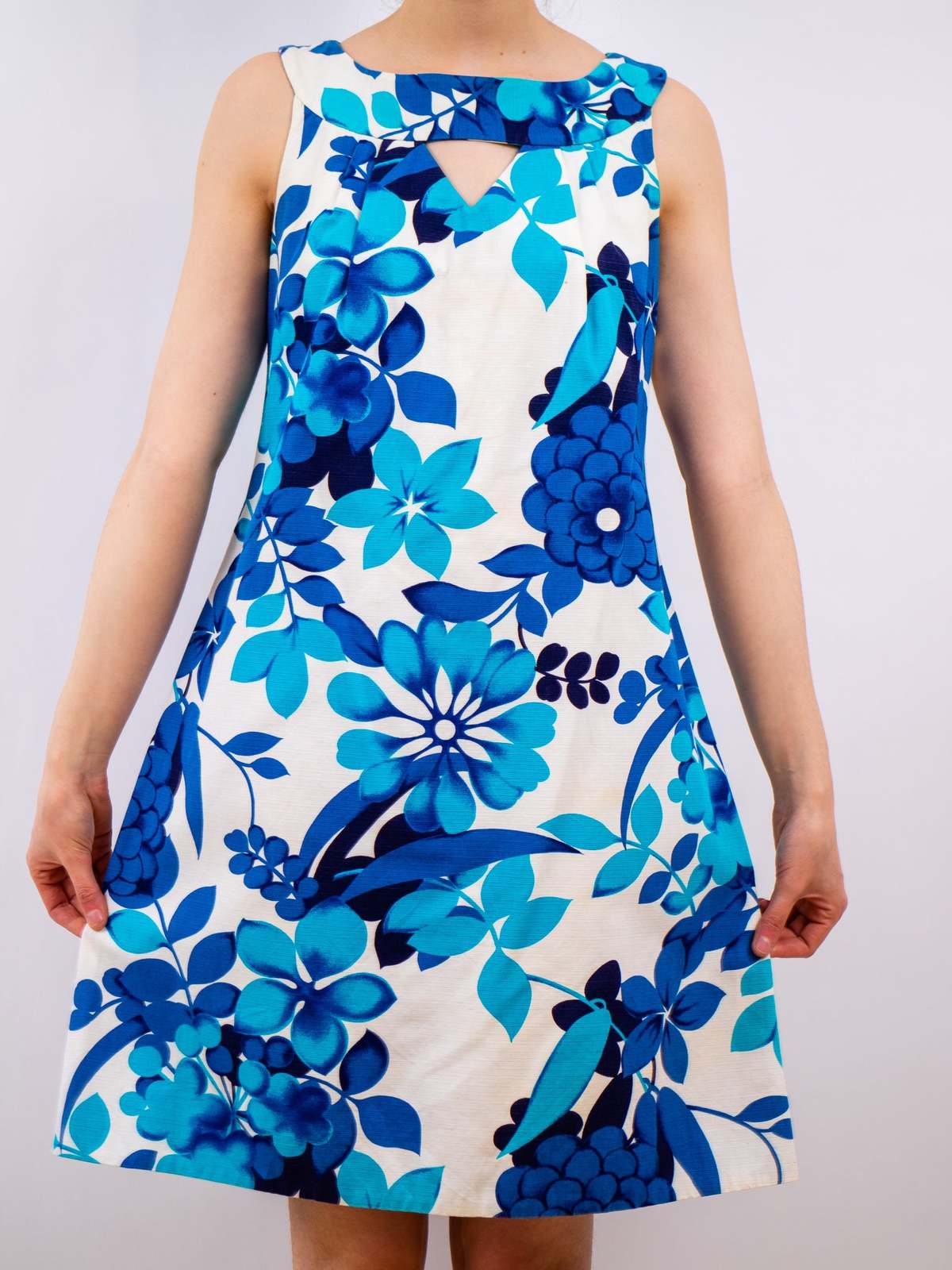 1960's andrade honolulu a-line dress - blue/white | Garmentory